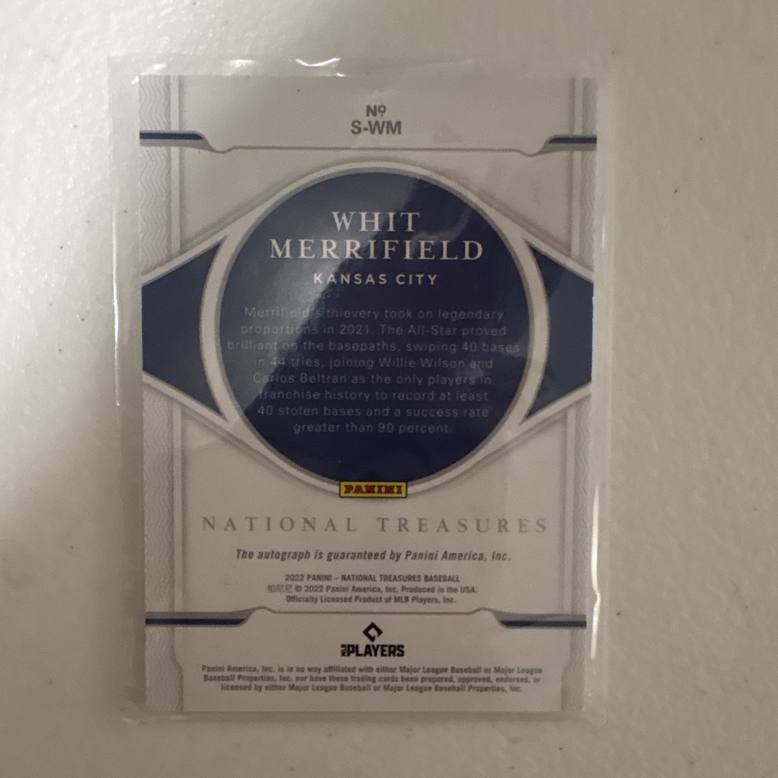 Panini 2022 National Treasures Signatures Whit Merrifield Auto /99 S-WM Royals view 2