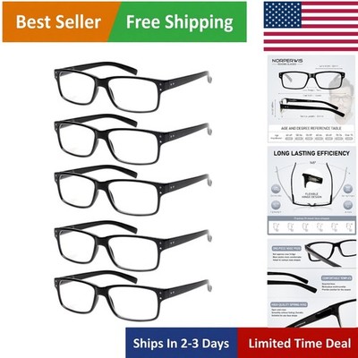 Universal Fit 5 Pairs Black Reading Glasses   Comfort and Clarity, 2.50 Diopters