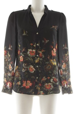 OASIS Hemd-Bluse Damen Bluse Gr. DE 36 schwarz-hellorange-khaki Casual-Look