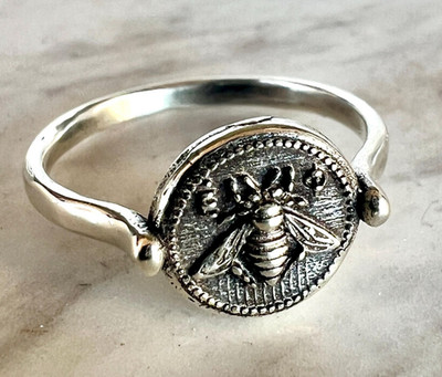 Artemis Bee Ephesus Minimalist Locket Coin Seal Sterling Silver