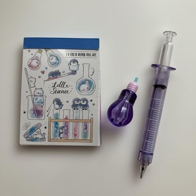 Heisei Syringe Mechanical Pencil Light Bulb Cap Memo Pad StatiONEry Set 2k