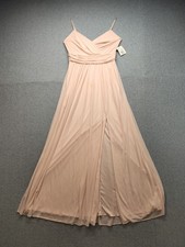 Davids Bridal Women Dress 10 Light Pink V Neck Formal Gown Slit Spaghetti Strap