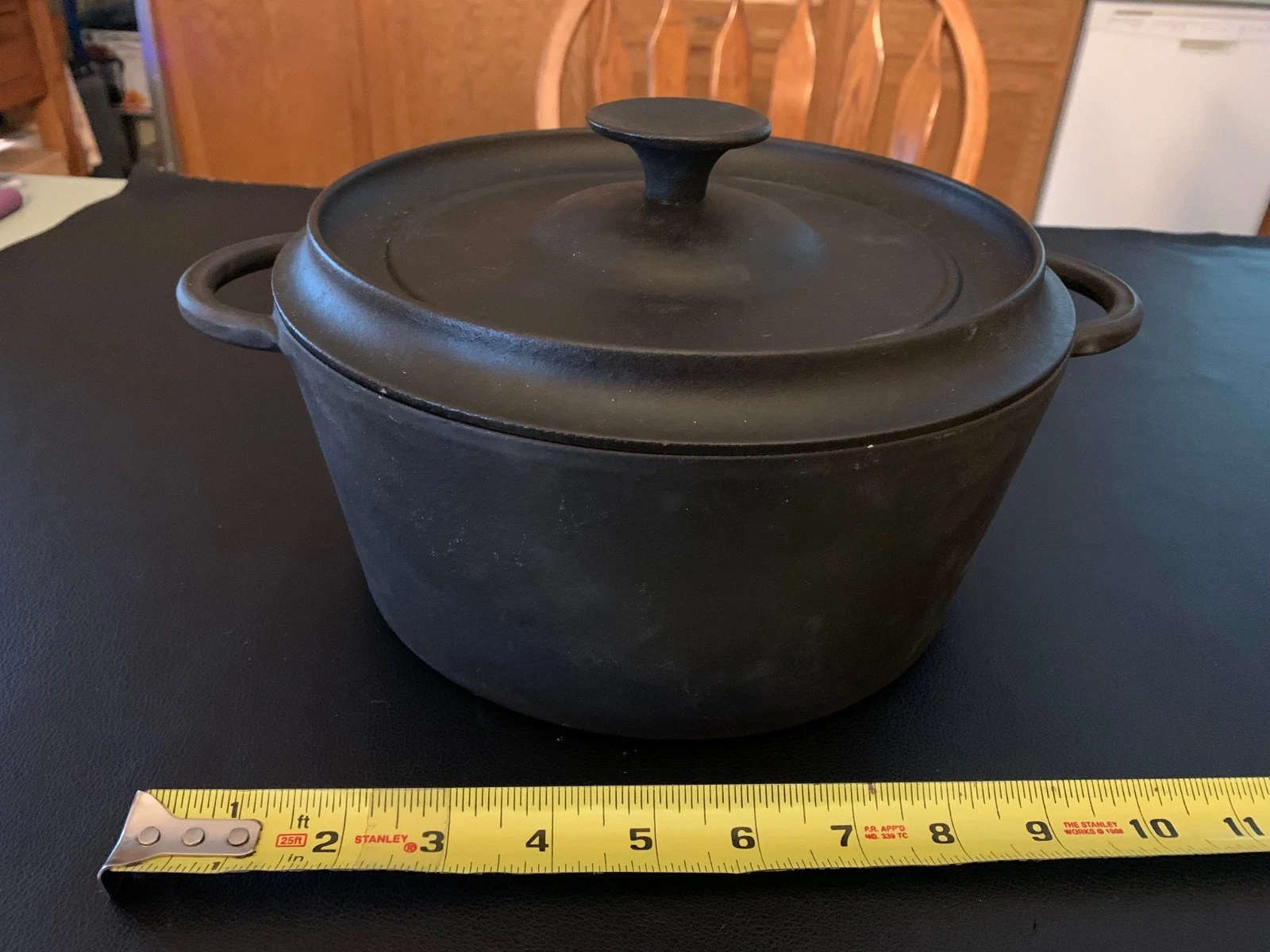 Vintage French Cast Iron 10" Dutch Oven #24 with Lid -Porous Enameled