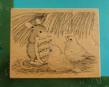 Stampa Rosa HOUSE MOUSE - HOLIDAY SONG 204 Rubber Stamp Birds Music