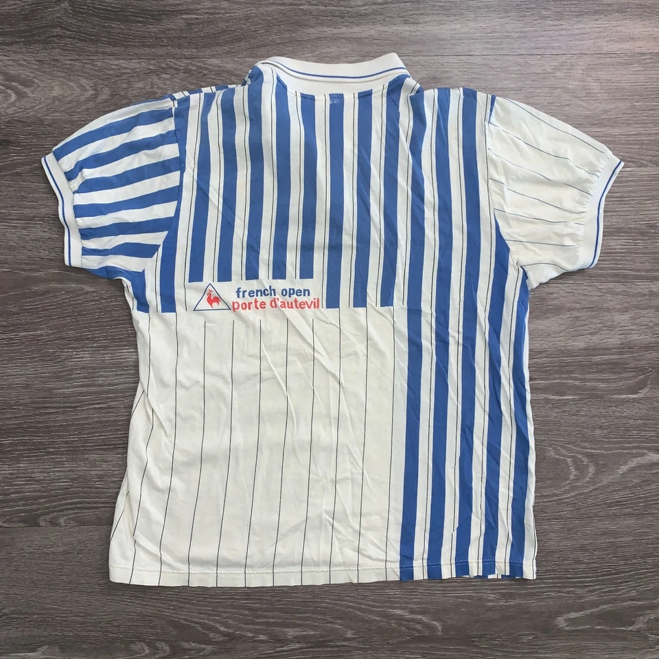 Vintage Le Coq Sportif French Open Striped Tennis Polo Shirt Sz. M Japan - Image 2 of 4