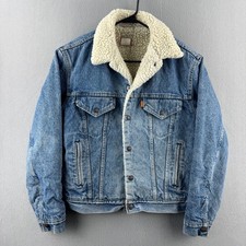 Vintage Levis Jacket Mens 42 80s Sherpa Lined Trucker Orange Tab Denim USA