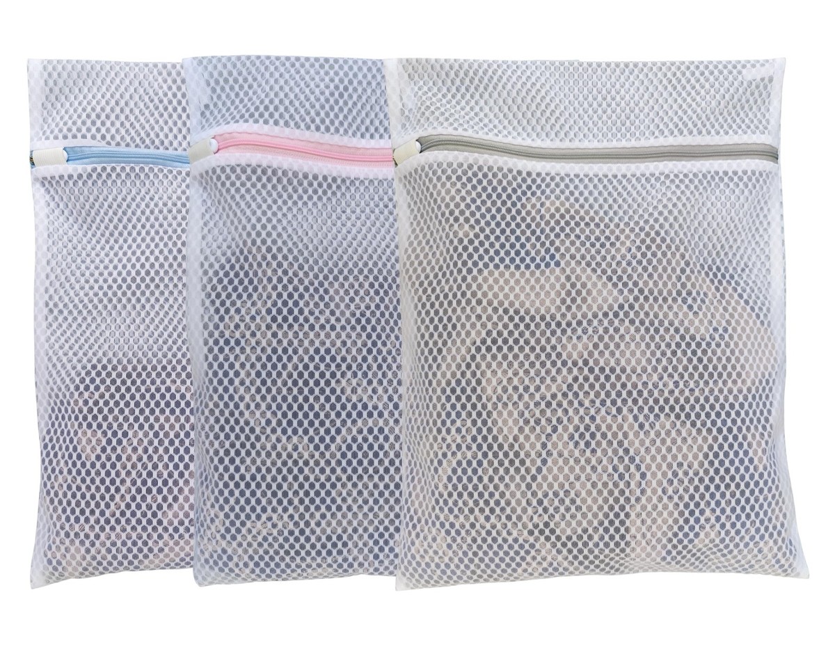 Mesh Laundry Bags with Color-Coded Zippers, Protects Clothes from