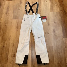 Spyder Ski Bib Womens Snow Suit Pants Snowsuit Waterproof White Snowboard NEW 12