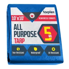Tarplex 10 Ft. X 10 Ft. Greater Blue All Purpose Tarp 5 Mil Poly, Waterproof UV