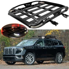 50" x 38" Roof Rack Cargo Carrier Basket Cross Bars w/ LED Lights For GMC Acadia