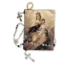 Reversible Blessed Virgin Mary Our Lady Mount Carmel Icon Rosary Pouch 5 3/8"x4"