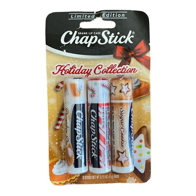 3pk Chapstick Sugar Cookie Pumpkin Pie Candy Cane Holiday Collection *Limited