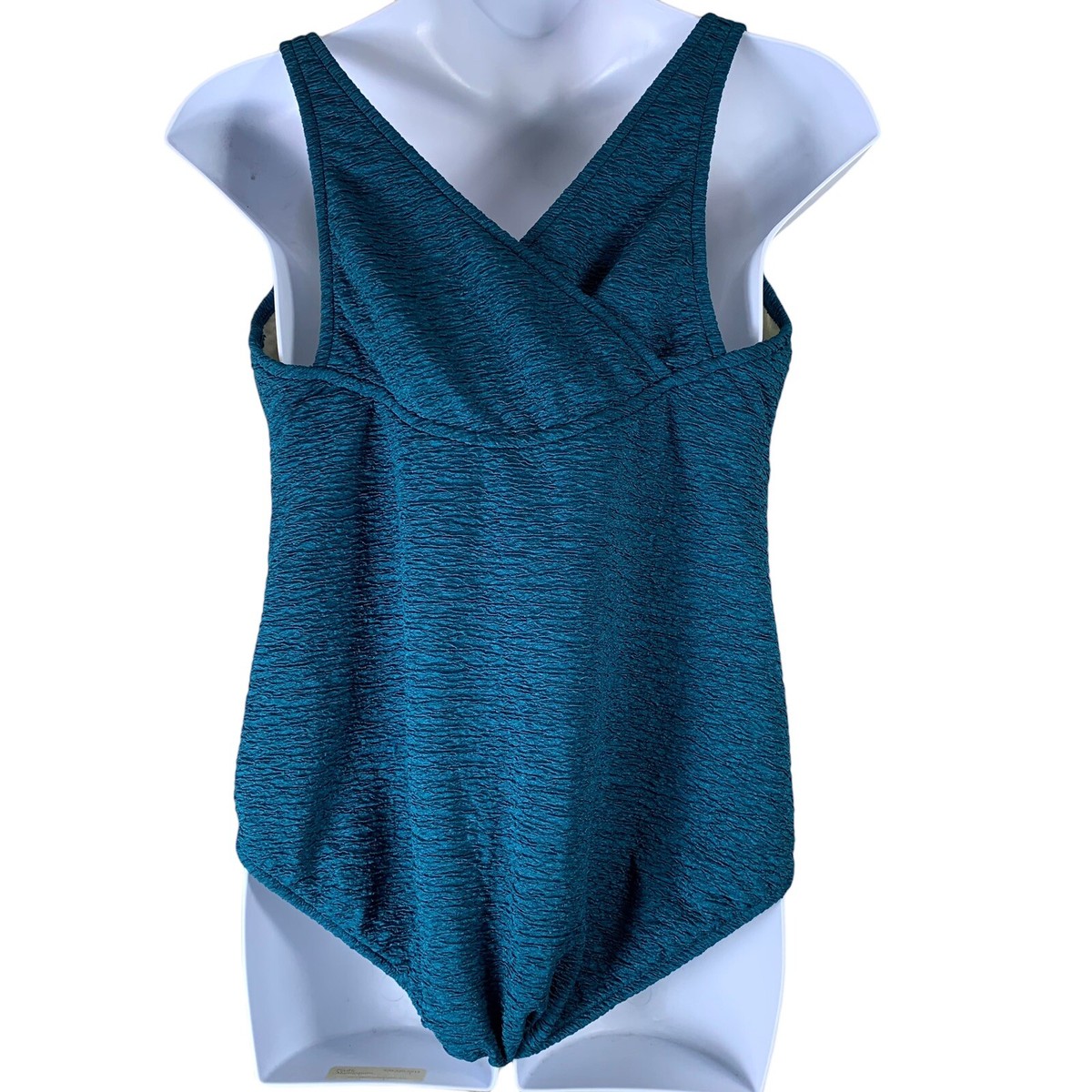 Vintage Swimsuit Sz 22W One Piece Swimwear Blue Teal Built