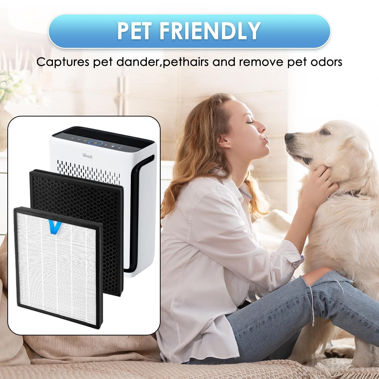 (3 Pack) Vital 100S Replacement Filter Compatible with LEVOIT Vital 100S-P Ai...