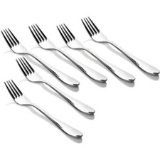 6 X STAINLESS STEEL CUTLERY DINING CAKE FORKS OFFICE USE HOTEL HIGH QUALITY FORK