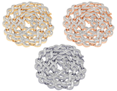 Baguette 12.95 CT Diamond Infinity Link Cuban Chain Necklace Gold