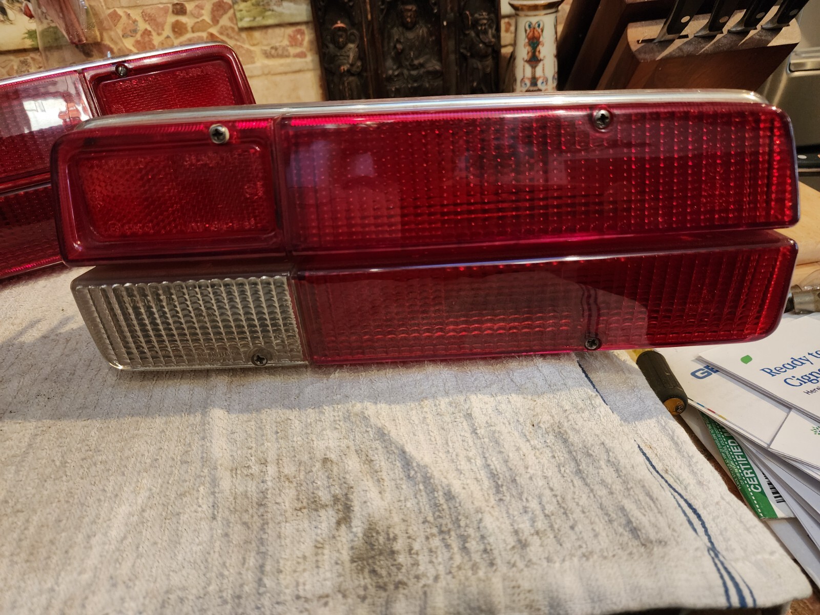 Tail lights assembly and lens,pair, Lamborghini Espada, De Tomaso, Fiat 124, etc