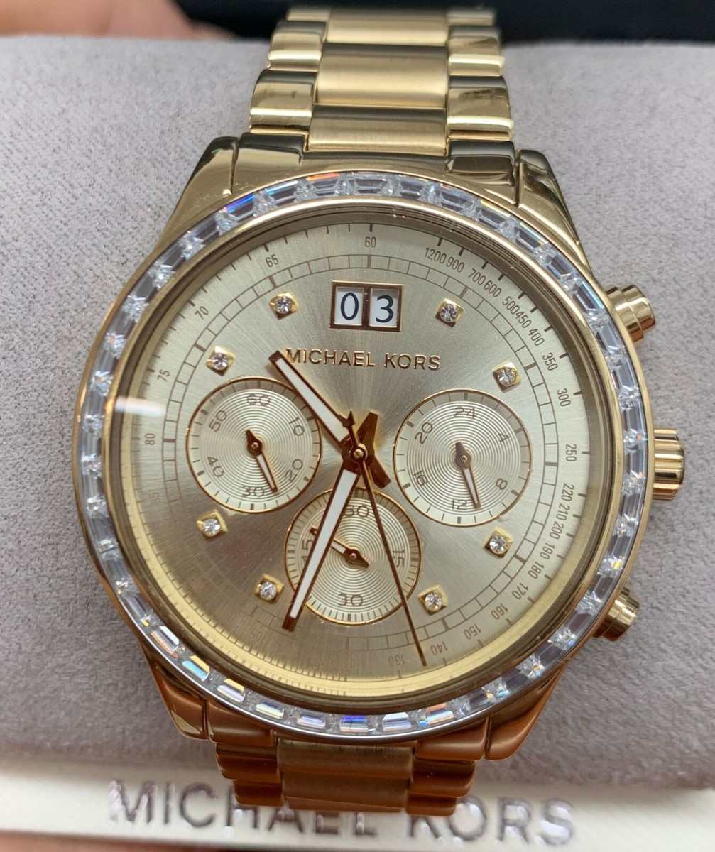 Michael Kors MK6187 Brinkley Gold Dial Gold Tone Chronograph