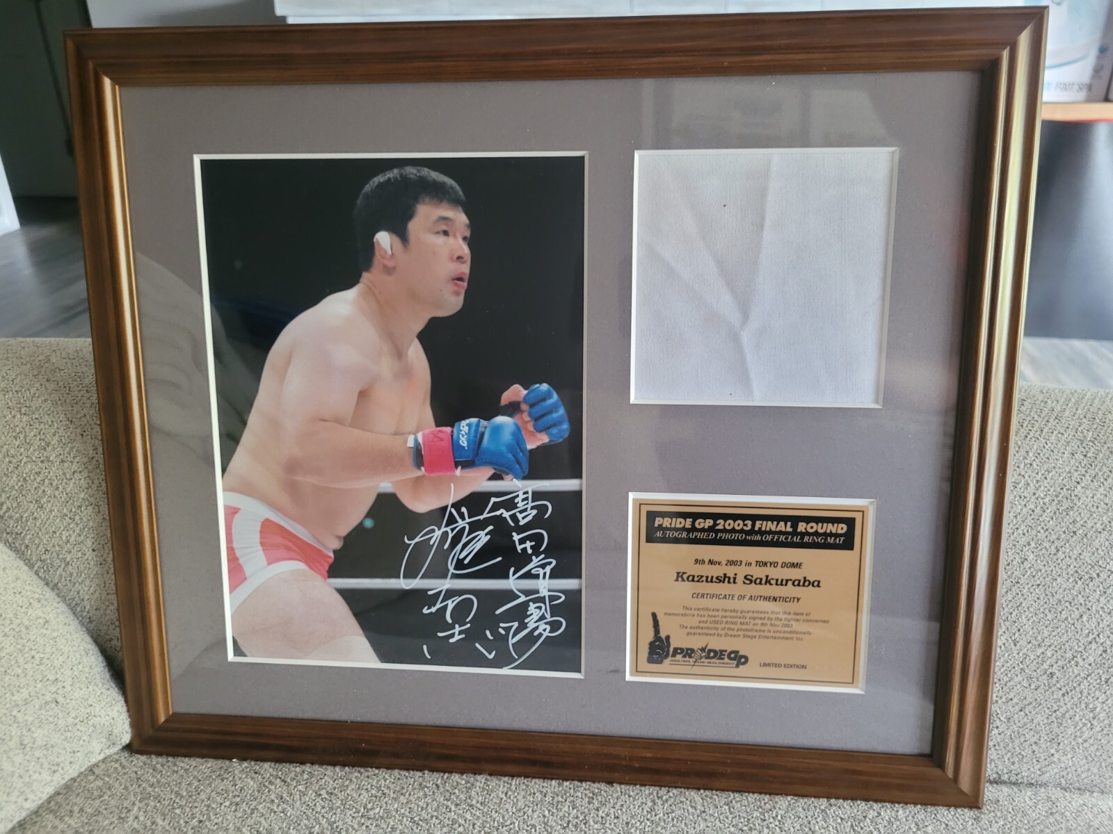Pridefc Premium Signed Framed Event Used Ring Mat Kazushi Sakuraba Ufc 40 100 Ebay