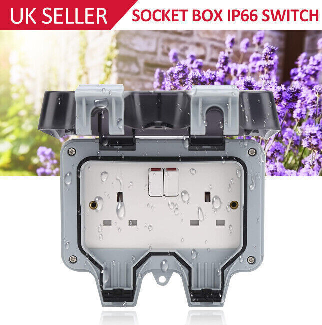 Waterproof Double Pole Switched Socket Box Electrical External Safe