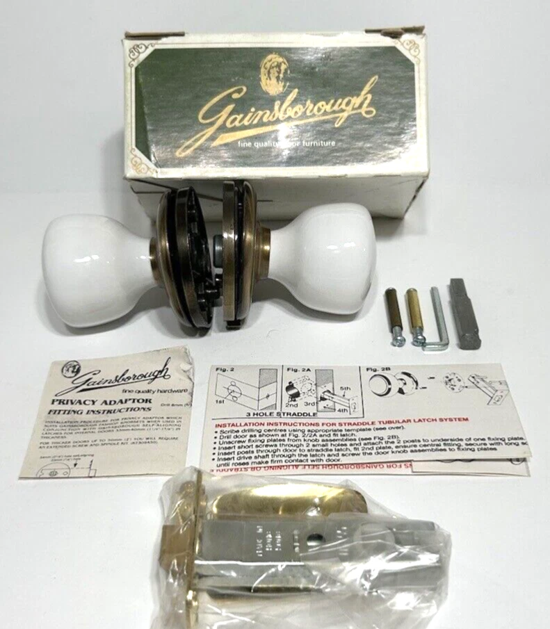 Gainsborough Privacy Door Knob Set 310 CAWAB White & Brushed Copper Locking - Image 2 of 4