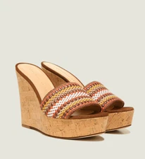 Veronica Beard DALI WOVEN WEDGE SANDAL  Brown Multi Size Varies