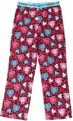 Jelli Fish Kids Girl's Pink Leopard & Hearts Pajama Pants (M (7-8), Pink)