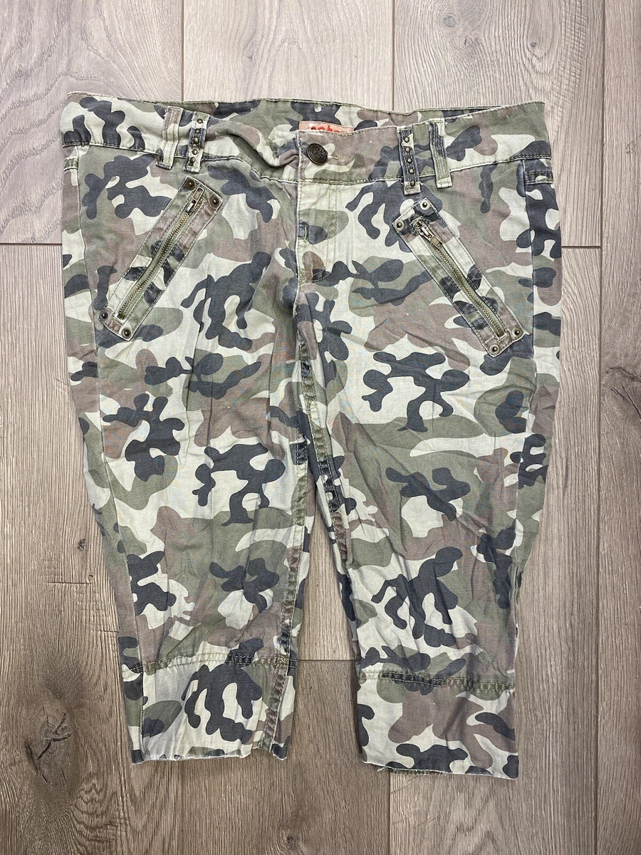 Vtg 90s No Boundaries Camo Cotton Cargo Pants Size 11 Juniors