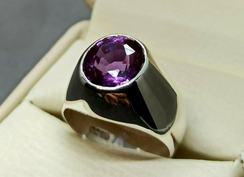 Rare Alexandrite Mens Ring Sterling Silver 925 Ring Handmade Alexandrite Ring - Picture 4 of 12