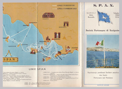 Reise 1957 TOUROPA Prospekt S.P.A.N. Partenopee Pontinien Capri Flotte Napoli