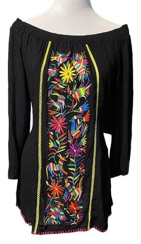 Nanette Lepore Isla Marietas Off-The-Shoulder Cover-Up Embroidered Tunic Sz M - Picture 8 of 13