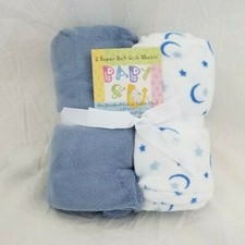 2 Baby  U Soft Ultra Cozy  Comfy Blue/Wht Crib / Toddler Bed Fitted Sheet NIP
