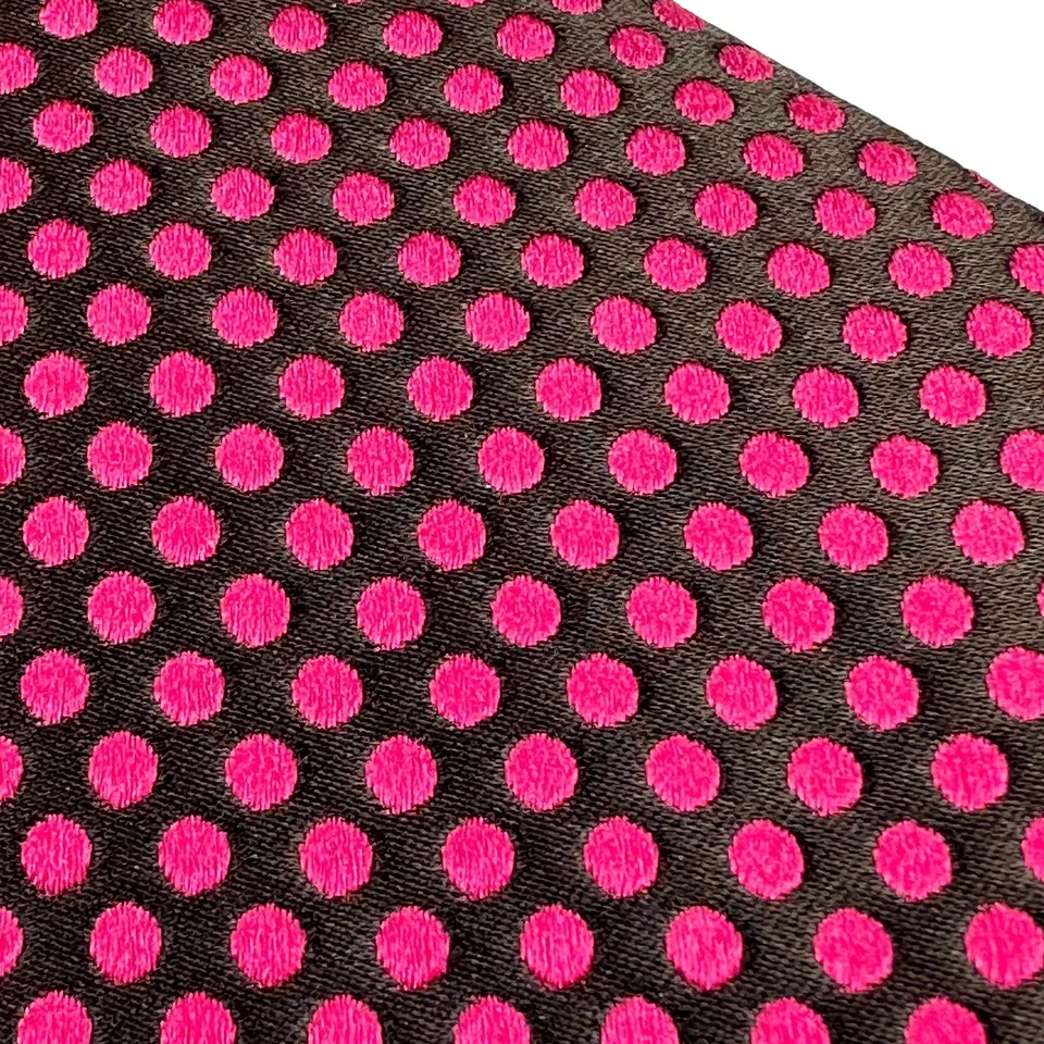 Kiton Napoli Italiano 100% Seda Rosa Lunares Negro Para Hombre Vestido Cuello Corbata Usado en Excelente Condición Foto 3 de 4