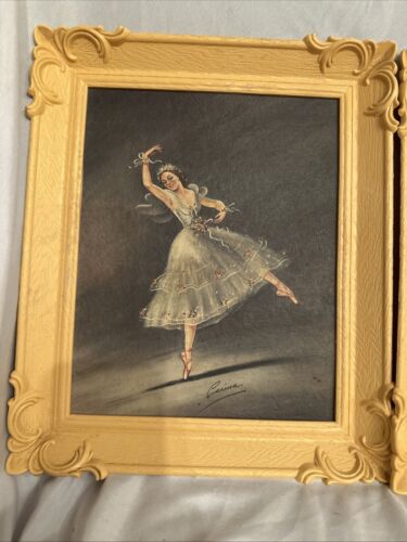 Pair of Vintage Carina Ballet Dancer Ballerina Framed Lithographs Wall Art Print - Picture 3 of 10