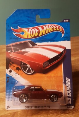 Hot Wheels '68 Copo Camaro Orange & '69 Chevy Camaro Burgundy 1:64
