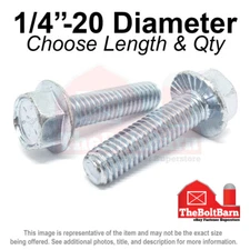 1/4"-20 Grade 8 Serrated Hex Flange Screws Frame Bolts Zinc (Pick Length & Qty)