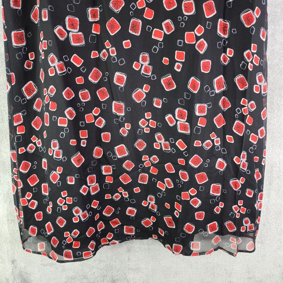 Falda midi de seda Allison Taylor para mujer negra y roja con estampado geométrico talla M Foto 3 de 4