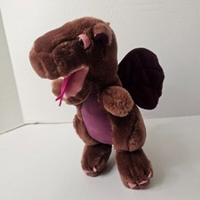 Vintage Dakin 1983 Dragon Plush Purple Burgundy Wings Corduroy Belly Stuffed Toy