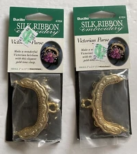 New 41954 Bucilla Vintage Victorian Purse Gold Tone Clasp Small 2"x2.5" Lot Of 2