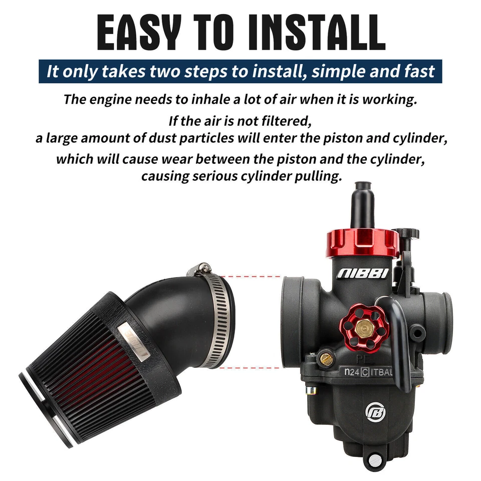 Cápsula de filtro de aire lavable de 48 mm NIBBI 2 piezas para Honda CB350 CB360 CB450 CB500T CL Foto 4 de 4