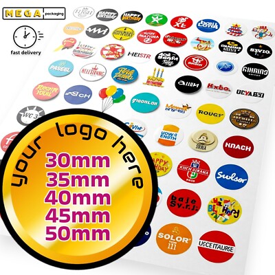 PERSONALISED ROUND PRINTED STICKERS CUSTOM LOGO LABELS BUSINESS GLOSS ...