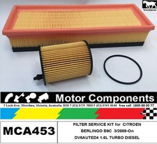 FILTER KIT Air Oil Fuel for CITROEN BERLINGO B9C DV6AUTED4 1.6L TURBO DIESEL 09>