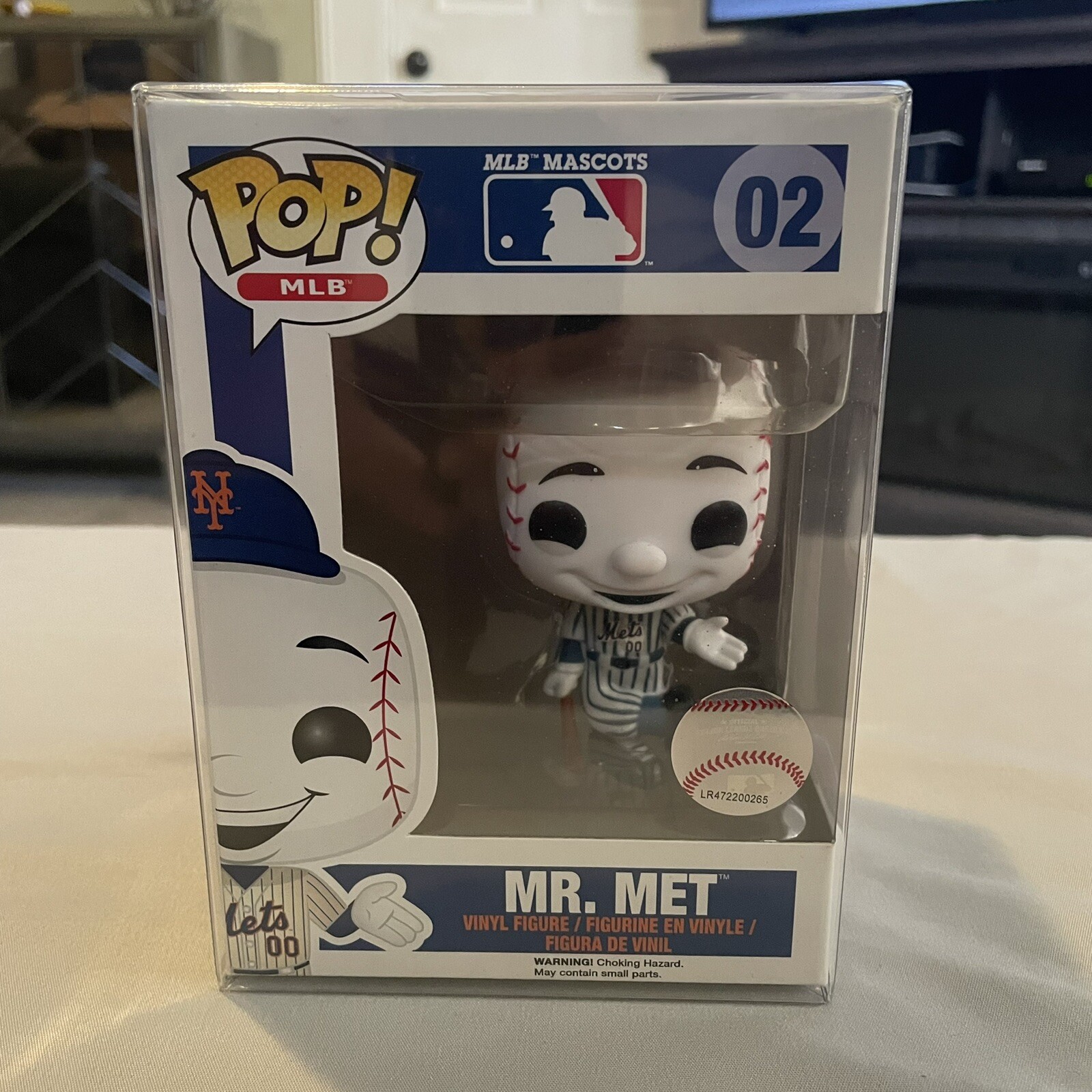 Camiseta Blanca Funko Pop Mlb Mascotas Mr. Met 02 Con Estuche Protector Nueva