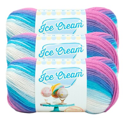 (3 Pack) Lion Brand Yarn 923-215T Ice Cream Baby Yarn, Moon Mist
