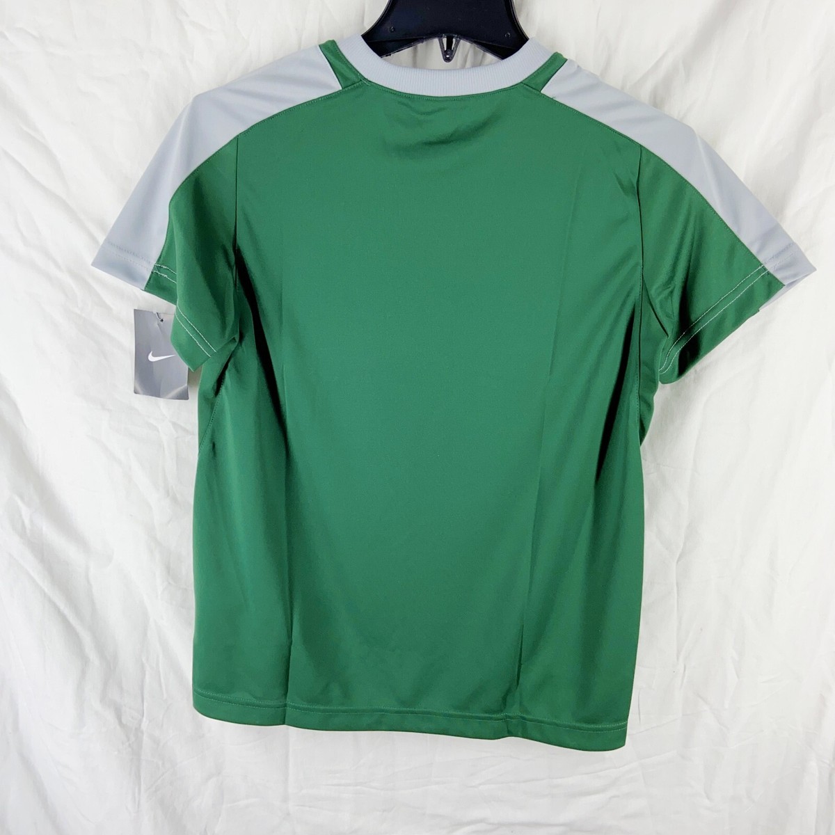 Nike Boys Dri-Fit Green Colorblock V-Neck T-Shirt Size L