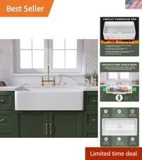 Durable and Timeless 30" White Apron Front Kitchen Sink - Fireclay 10" Deep Bowl