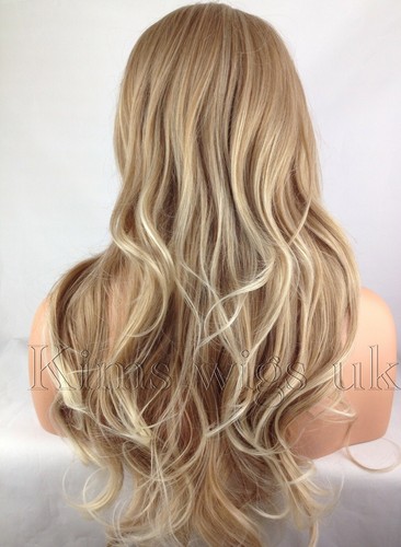BLONDE TIPPED LONG LACE FRONT HEAT RESISTANT LADIES WOMENS WIG KW34 - Picture 4 of 5
