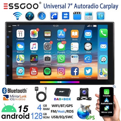 DAB+ 2 DIN 7'' Autoradio Android15 128G Apple Carplay GPS NAVI RDS WIFI SWC BT FM