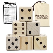 GoSports Giant 3.5" Wooden Playing Dice 6 pcs Set  Bonus Rollzee Scoreboard