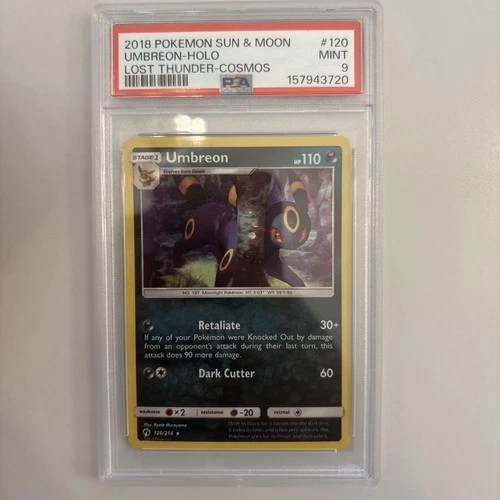 2018 Pokemon Sun & Moon Lost Thunder Cosmos #120 Umbreon Holo PSA 9